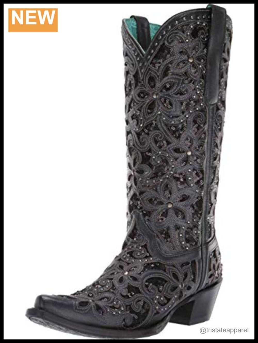 Western Embellished Cowhide Snip Toe Pull-On Boots